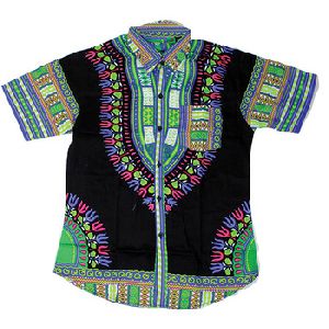 African Woman Traditional Print Dress Short Sleeve Shirt