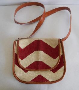 Beautiful handmade traveling dhurries hand bag