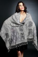 Evening Lace embroidery Wool shawls with beads embroidery
