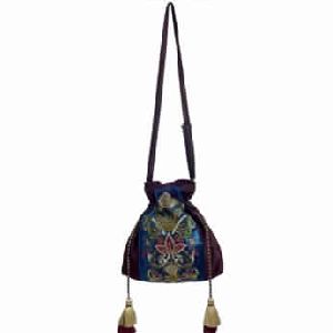Velvet Vintage Drawstring Bag