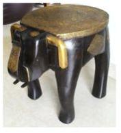 Handmade Brass fitted wooden Elephant Stool