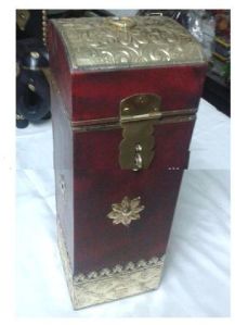 Handmade Brass Fitted Wooden Wine Box