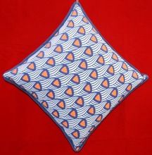 blue design printed cotton sheeting cushion