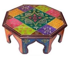 Beautiful Indian Handmade Decorative Meenakari Designer Wooden Chowki