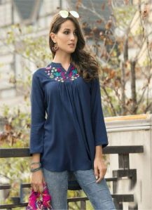 Navy Blue Rayon Top