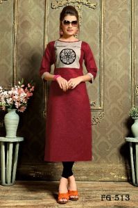 Red Khadi Cotton Kurti