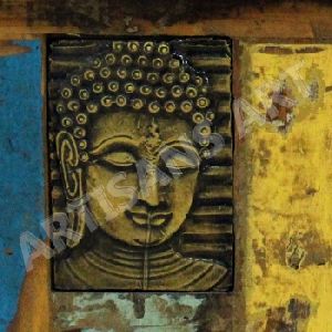 VINTAGE RECLAIMED BUDDHA METAL STAMP STORAGE BOX