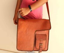 Hand made Genuine Leather Vintage Style Unisex Messenger Bag