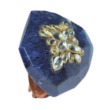 Blue Onyx Gemstone Kundan Work Pins Brooch