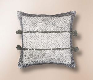 Embroidered tessels Cushion Cover