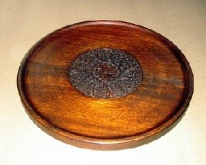 carved wood plate