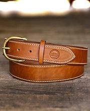 leather tan color belt with solid brass buckle