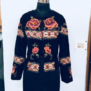 Hand embroidered beaded flower jacket