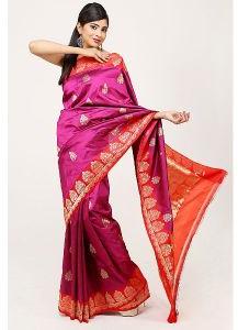 SILK PURPLE and RED BANARSI SARI