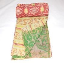 vintage sari kantha quilt throw Handmade blanket Reversible kantha quilt