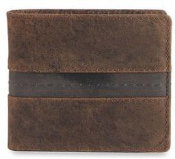 BROWN LEATHER FASHIONABLE TRI-FOLD WALLET