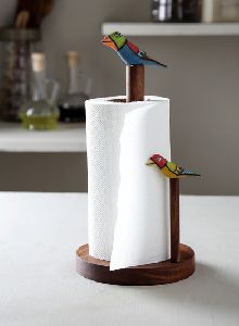 Brown Wooden Tissue Holder