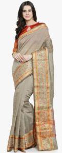 Grey Pure Silk Woven Design Banarasi Saree