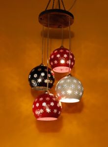 Multi Metal/Wooden Hanging Lamp Shades