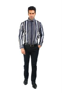 Brown Party Shirt With Stripe