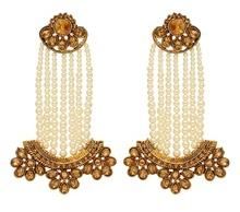 Gold Color Glass Stone Antique Earring