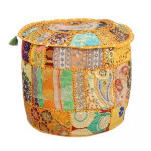 Embroidered Patchwork Pouf Cover