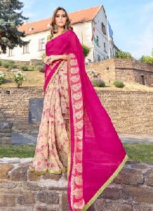 Chiffon designer printed sarees