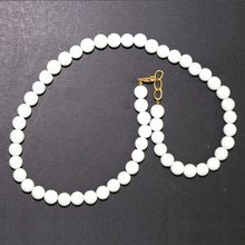 925 sterling silver gold plated white jade gemstone beads necklace