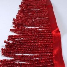 Glass Beaded Fringe By the Foot, Silver-Lined Red, 2\\\