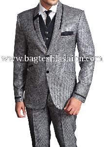 WEDDING SHINY SILVER TUXEDO SUIT