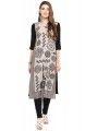 Beige Crepe Printed Straight Kurta