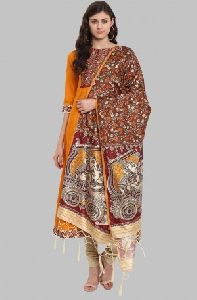 Mustard Poly Silk Digital Print Dupatta