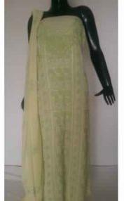 KIA LEMON YELLOW FULL PANEL EMBROIDERED FAUXGEORGETTE SUIT