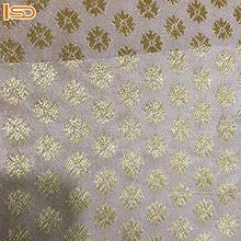 Floral Gold Printed Jute Curtain Fabric