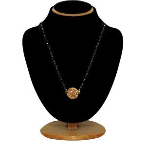 Tip Top Fashions Gold Plated Black Beads Mangalsutra Set