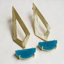 Elongated Diamond Gold Metal Geometric Earrings