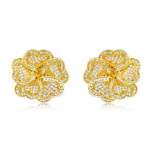 FLOWERS SHAPE GOLD EARRINGS