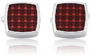RED PLAID CUFFLINKS FOR MEN