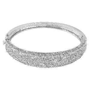 RHODIUM PLATED EMBELLISHED BANGLE