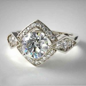 round cut moissanite Square design engagement ring