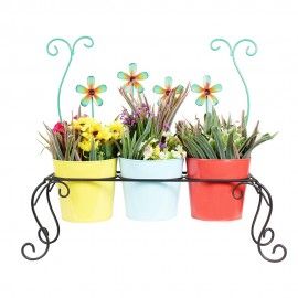 Wonderland Chair Planter With 3 Colorful Metal pots