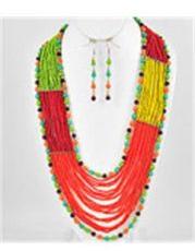 Glass Bead Multi Strand Necklace