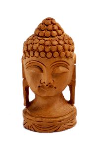 Carved Wooden Ethnic Buddha Head Statue