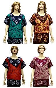 Cotton Casual Women's Batik Block Printed Short Kurti