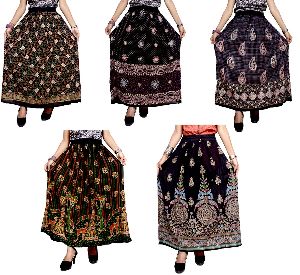 Hippie Cotton Printed Long Boho Skirt Gypsy Floral Work