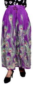 Indian Purple Rayon Boho Embroidered Sequin Work Hippie Long Skirt