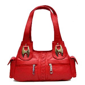 Lady Pu Leather Handbag Shouder Messenger Bag Red