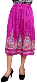 Rayon Embroidered Sequin Work Boho Short Skirt