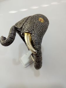 Elephant Shaped Silver Stone Ring