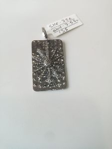 Rectangle Shaped Silver Stone Pendant